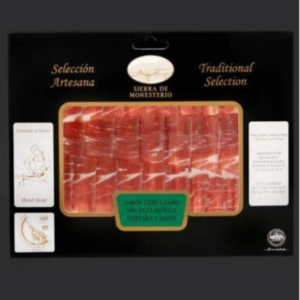 JAMÓN DE CEBO DE CAMPO IBÉRICO 75%-50% RAZA IBÉRICA CORTADO A CUCHILLO 100 gr