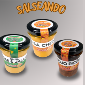SALSA CHEDDAR CON JALAPEÑOS & SALSA CHEDDAR & SALSA MOJO PICÓN