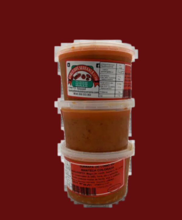 ZURRAPA LOMO EN MANTECA ROJA TARRINA 250gr - Imagen 2