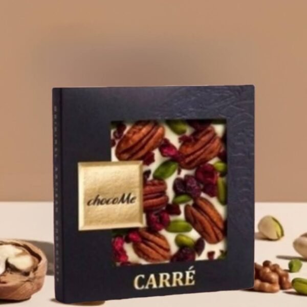 chocoMe Chocolate blanco con nuez pecana, guinda y pistacho 50g