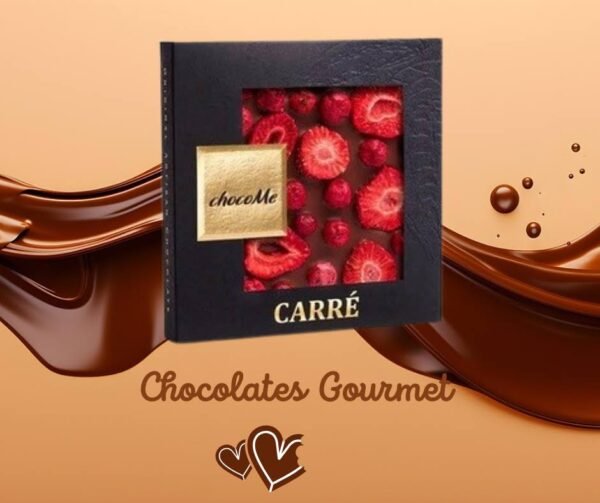 chocoMe Chocolate con Leche 41% con Trozos de Fresa y Grosella Roja Liofilizada 50g