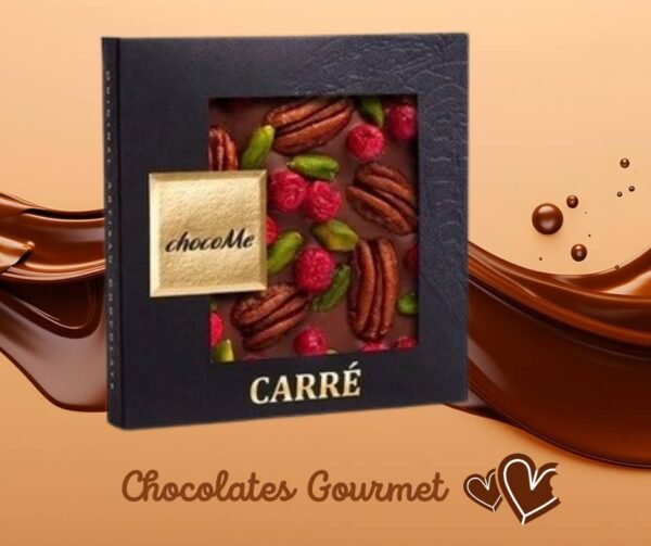 chocoMe Chocolate con leche 43% con grosella roja, pistacho y nuez pecana 50g
