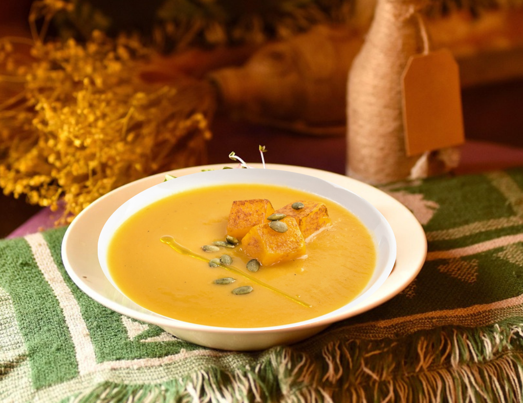 Crema de Calabaza, Naranja y Jengibre vegetariana